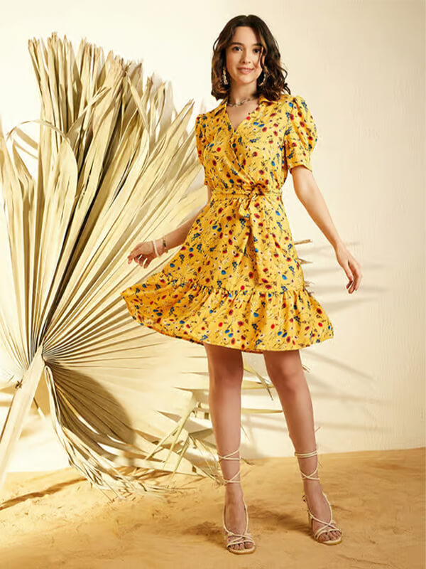 Floral Wrap Midi Dress
